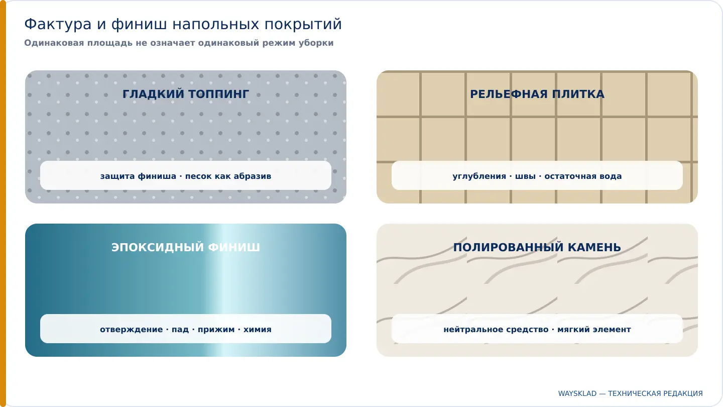 Фактура и финиш четырёх напольных покрытий