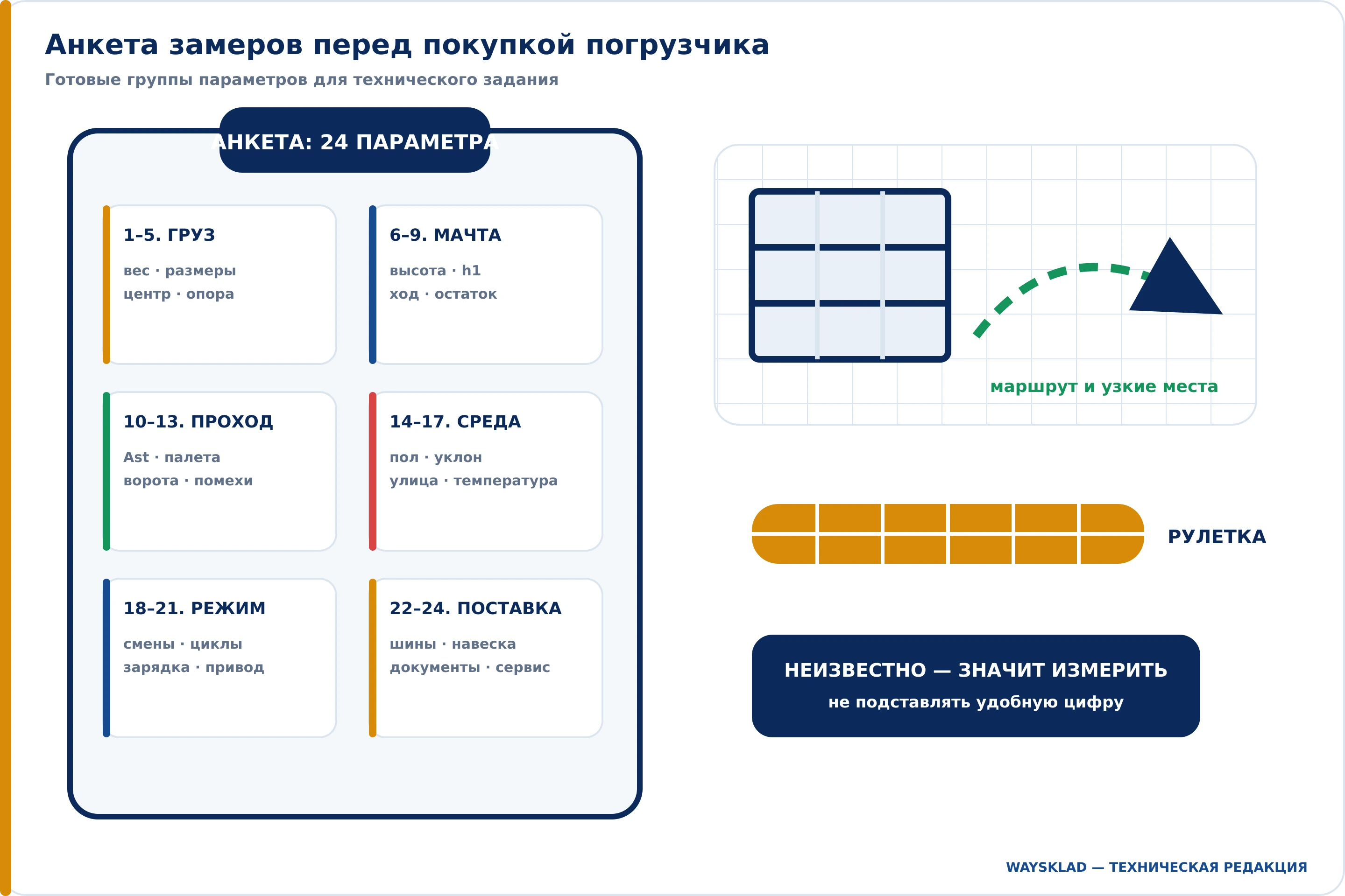Анкета замеров объекта для подбора вилочного погрузчика