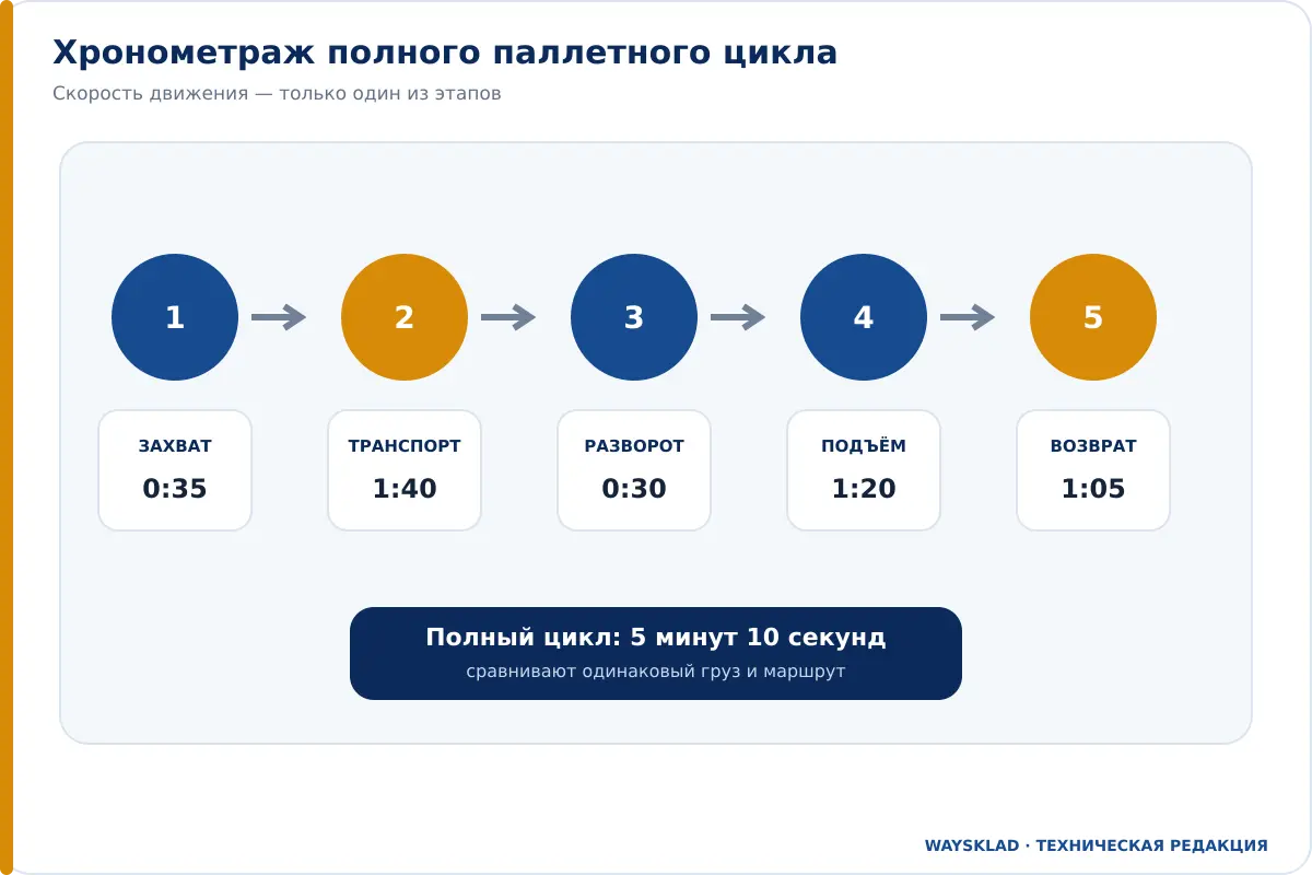 Хронометраж работы штабелера на реальном маршруте