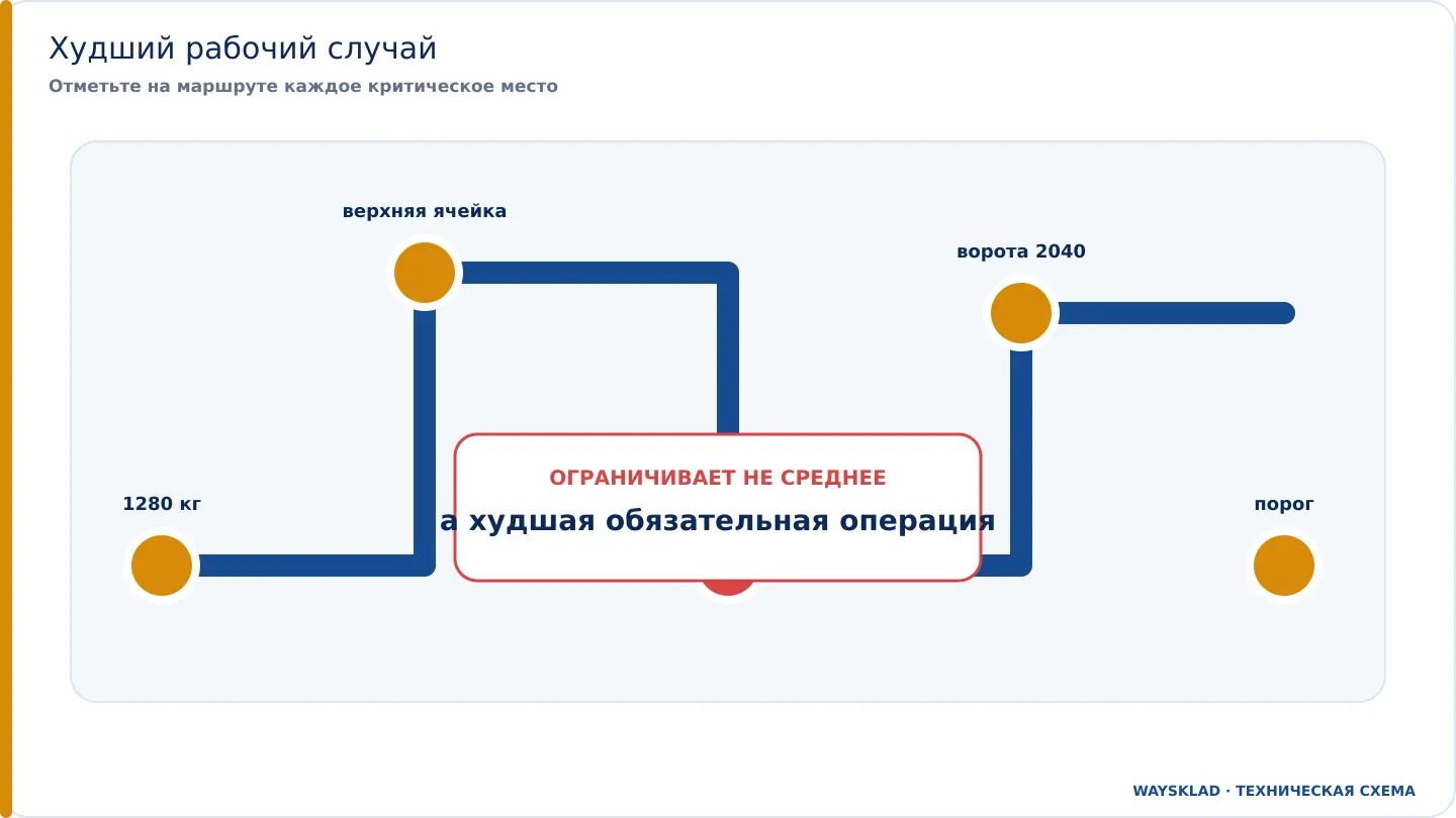 Критические точки маршрута самоходного штабелера