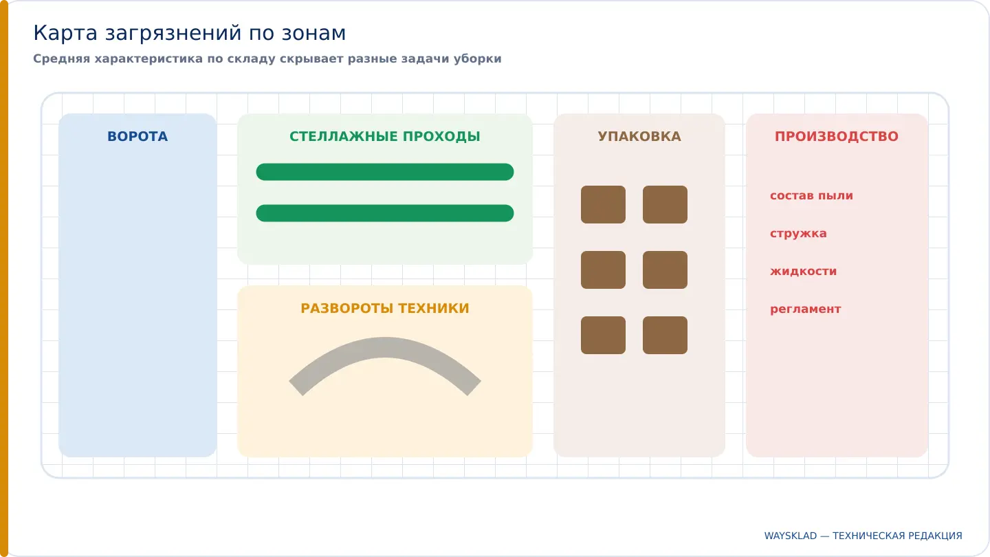 Карта загрязнений по зонам склада