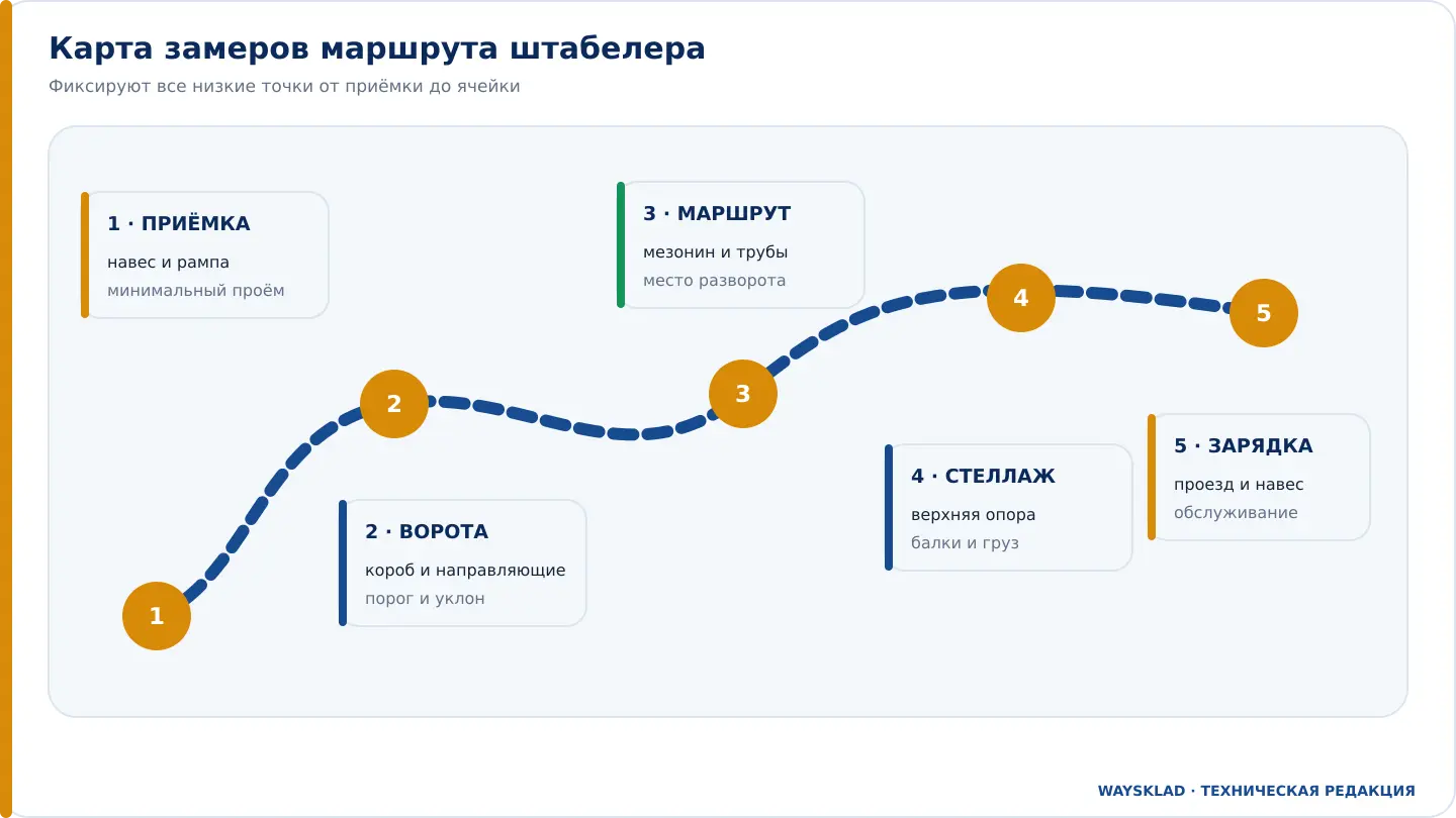 Карта замеров маршрута штабелера на складе