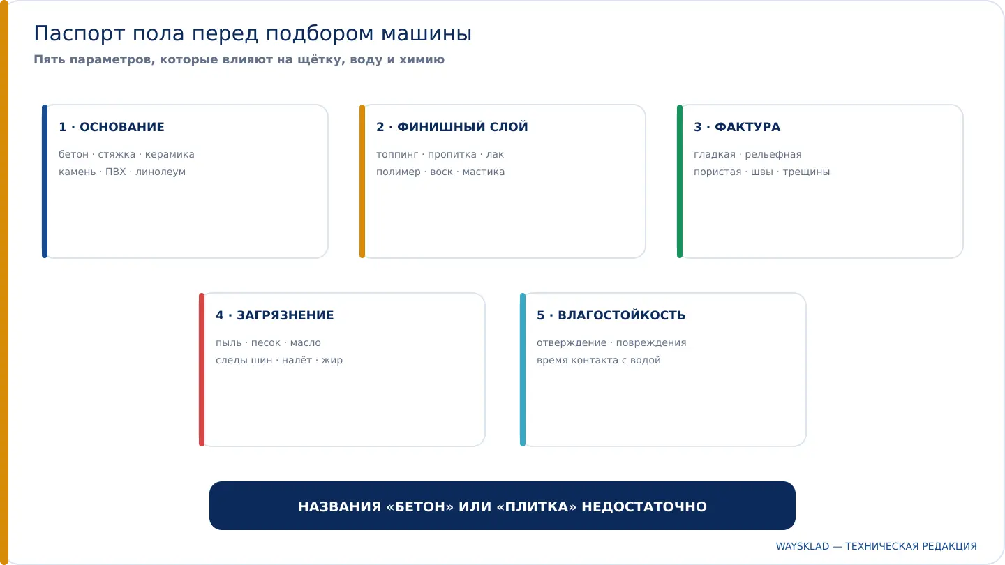Пять параметров пола для подбора поломоечной машины
