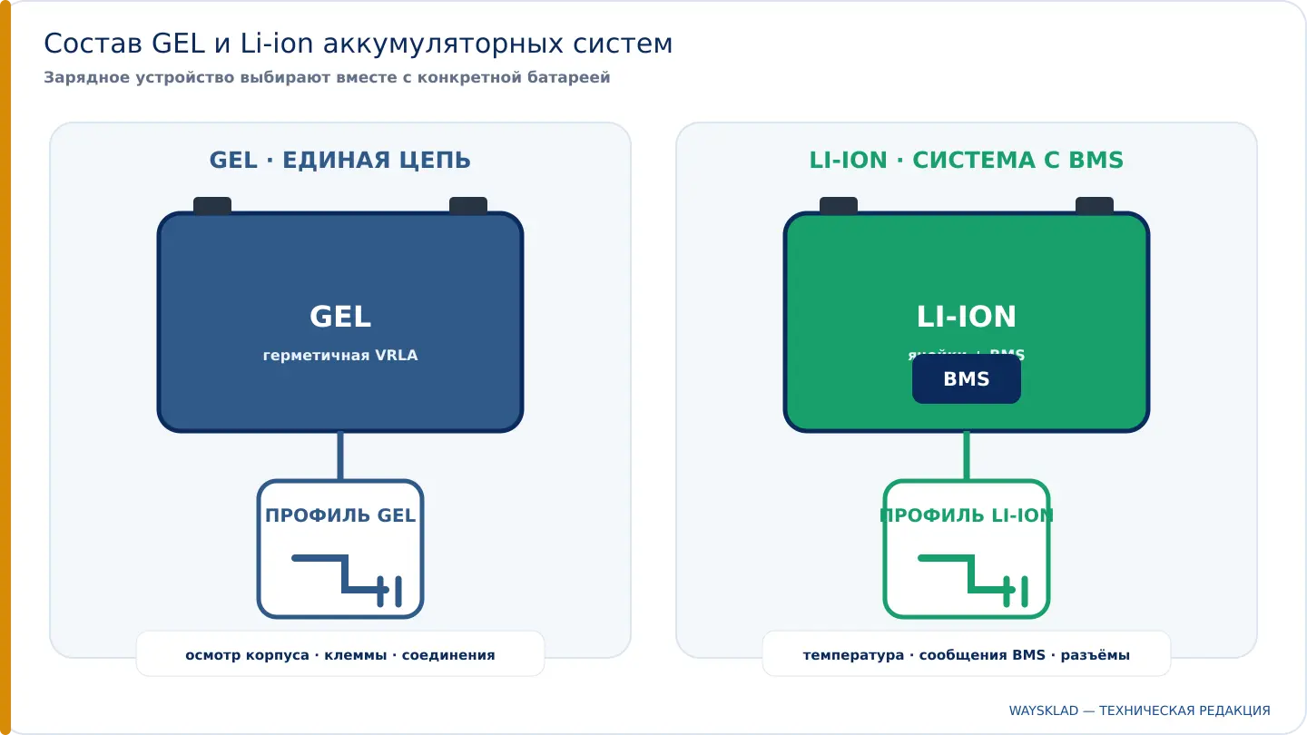 Состав GEL и Li-ion аккумуляторных систем поломоечной машины