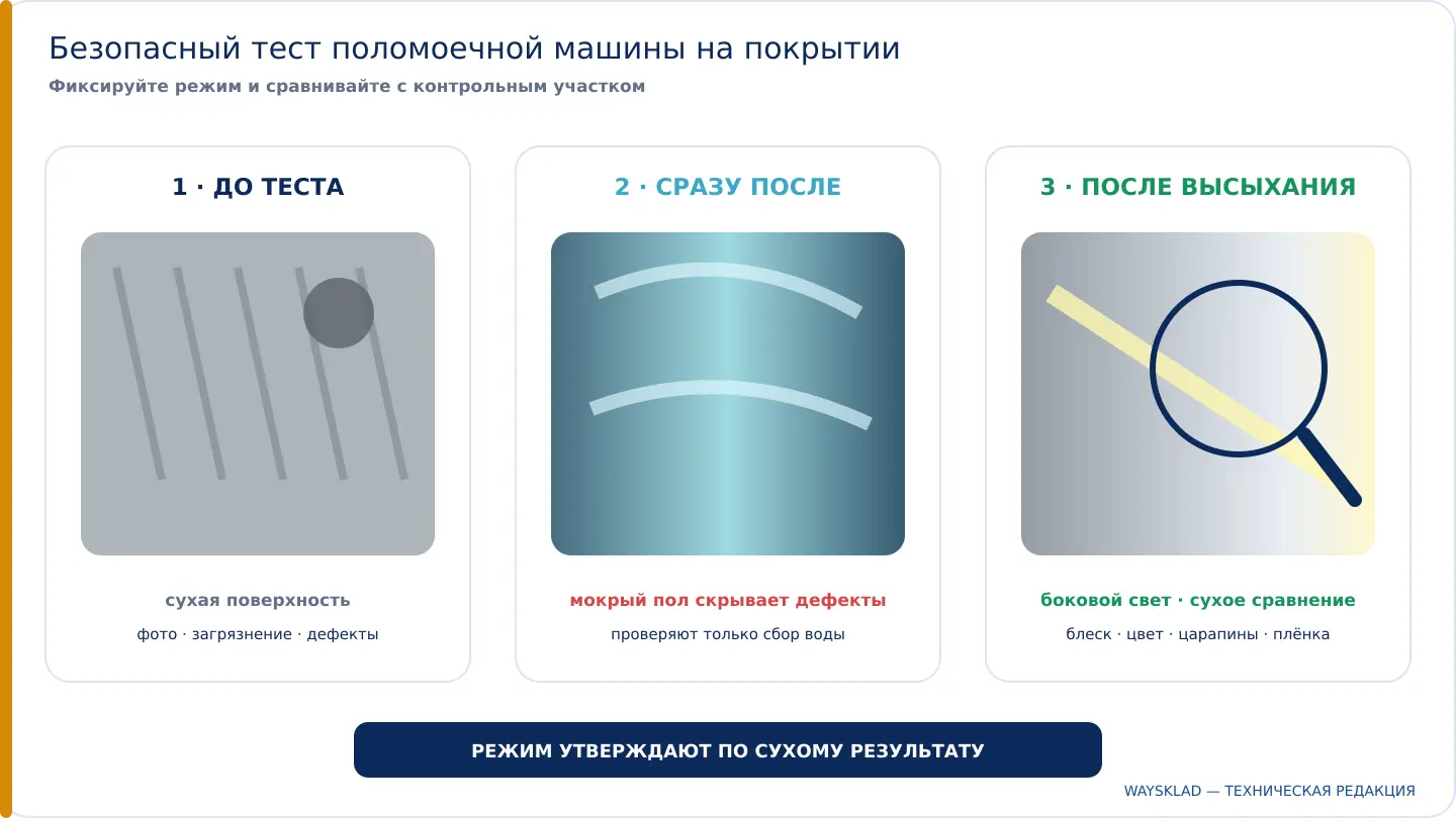 Сравнение покрытия до мойки и после высыхания тестового участка