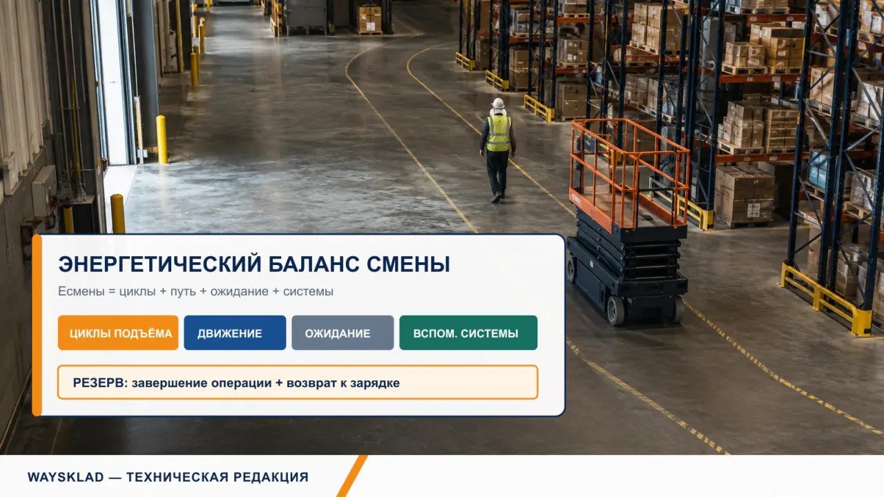 Энергетический баланс аккумуляторного подъёмника за смену