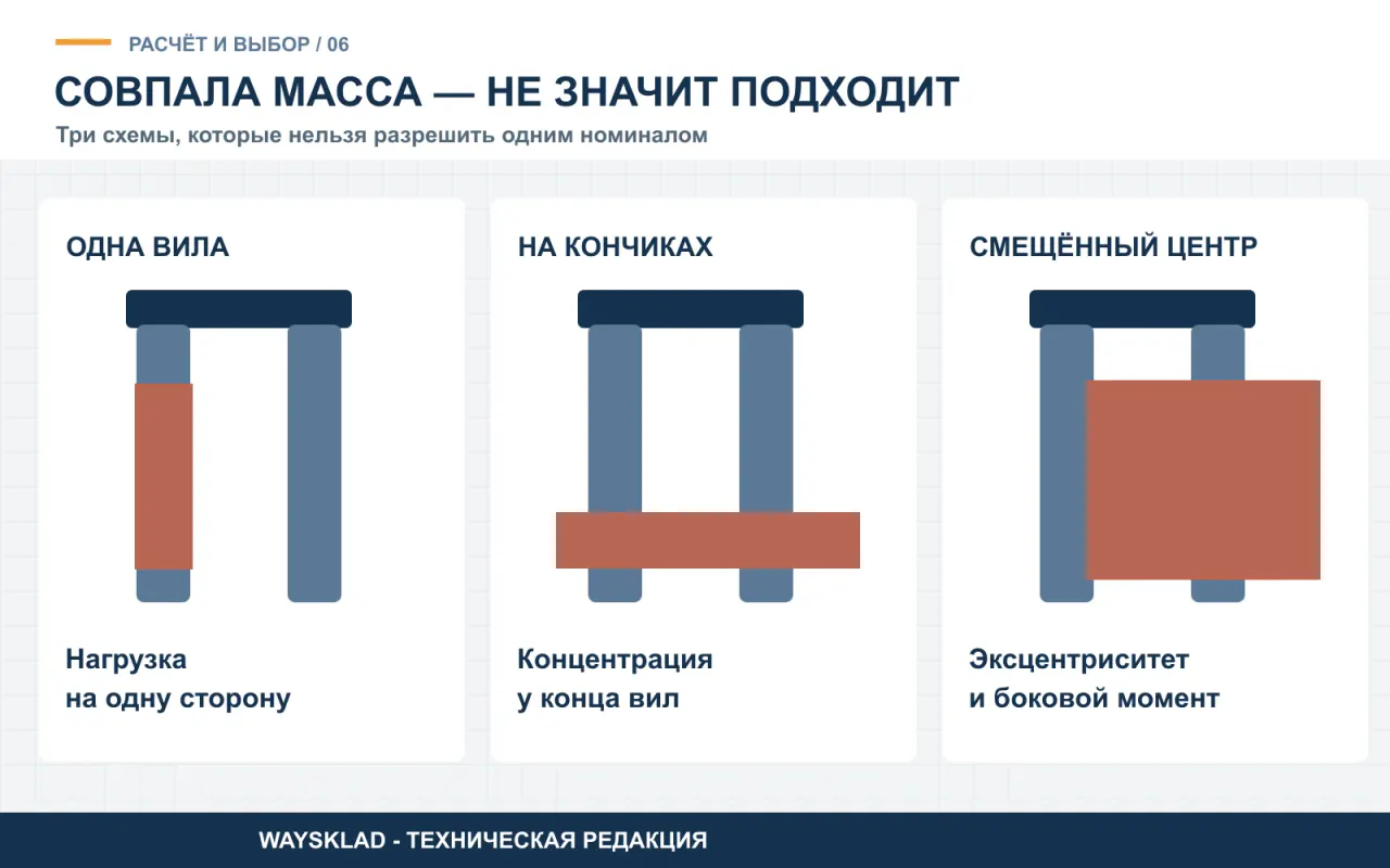 Три опасные схемы: одна вила, кончики вил и смещённый центр тяжести