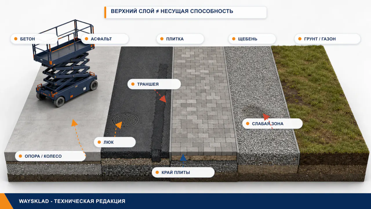 Проверка покрытия и грунта под подъёмником