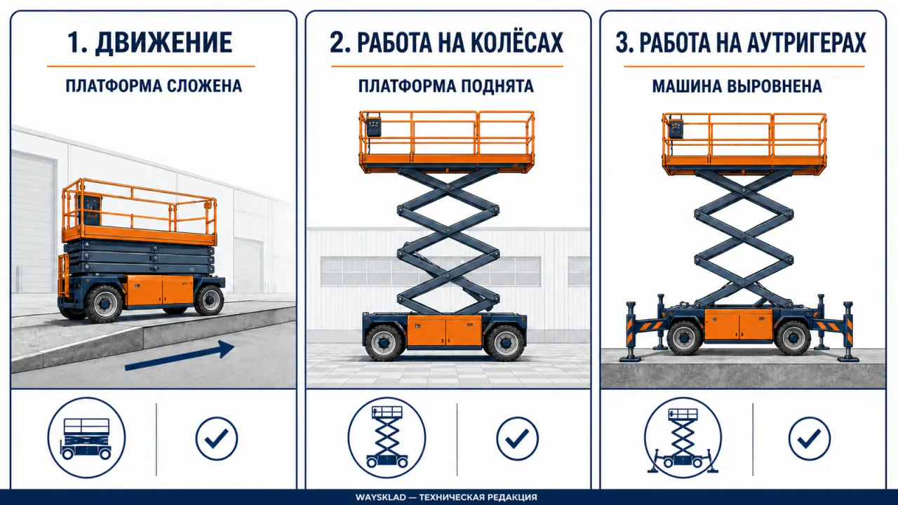 Транспортный уклон, рабочий уклон и выравнивание аутригерами