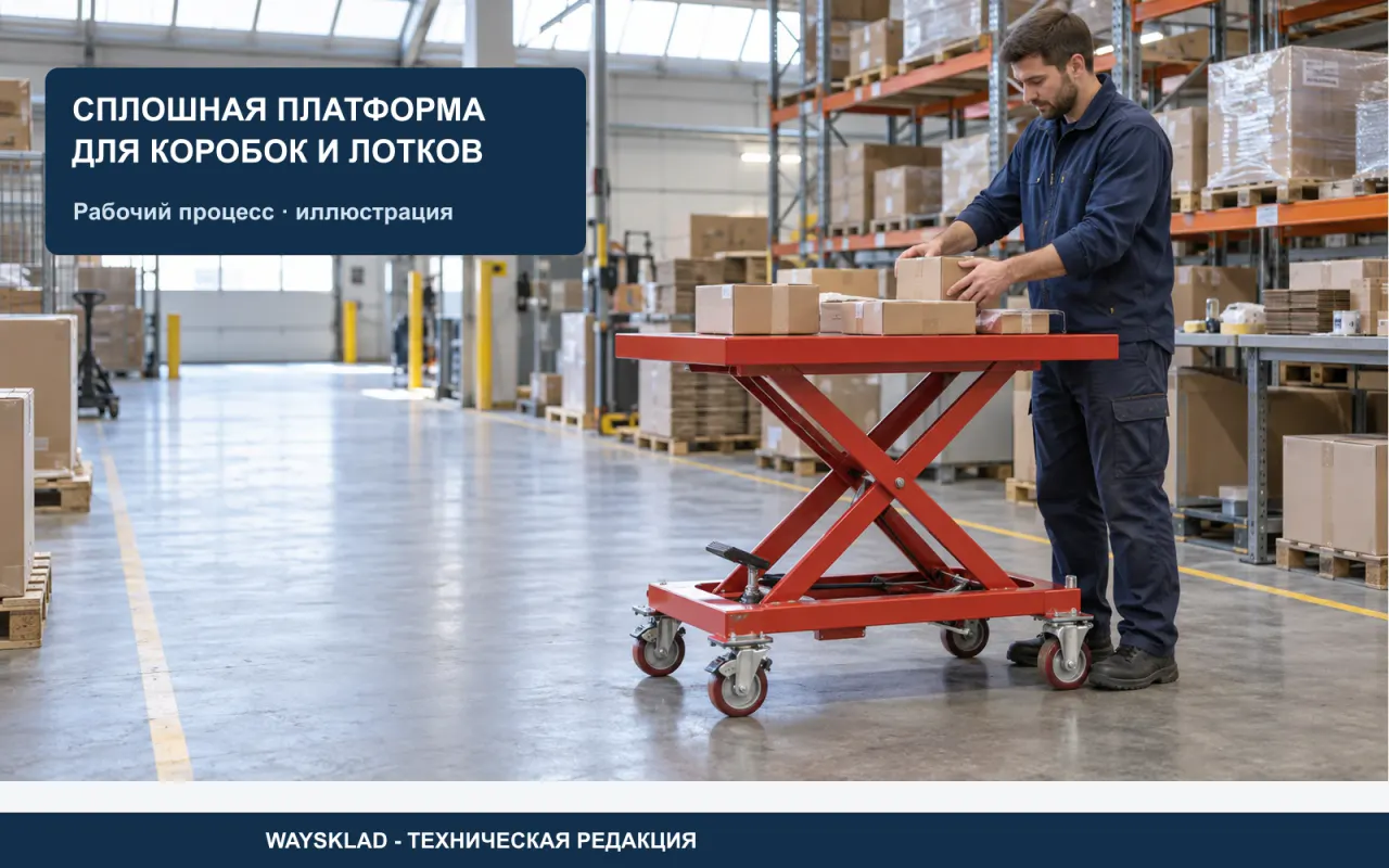 Иллюстрация упаковочного поста с регулируемой сплошной платформой