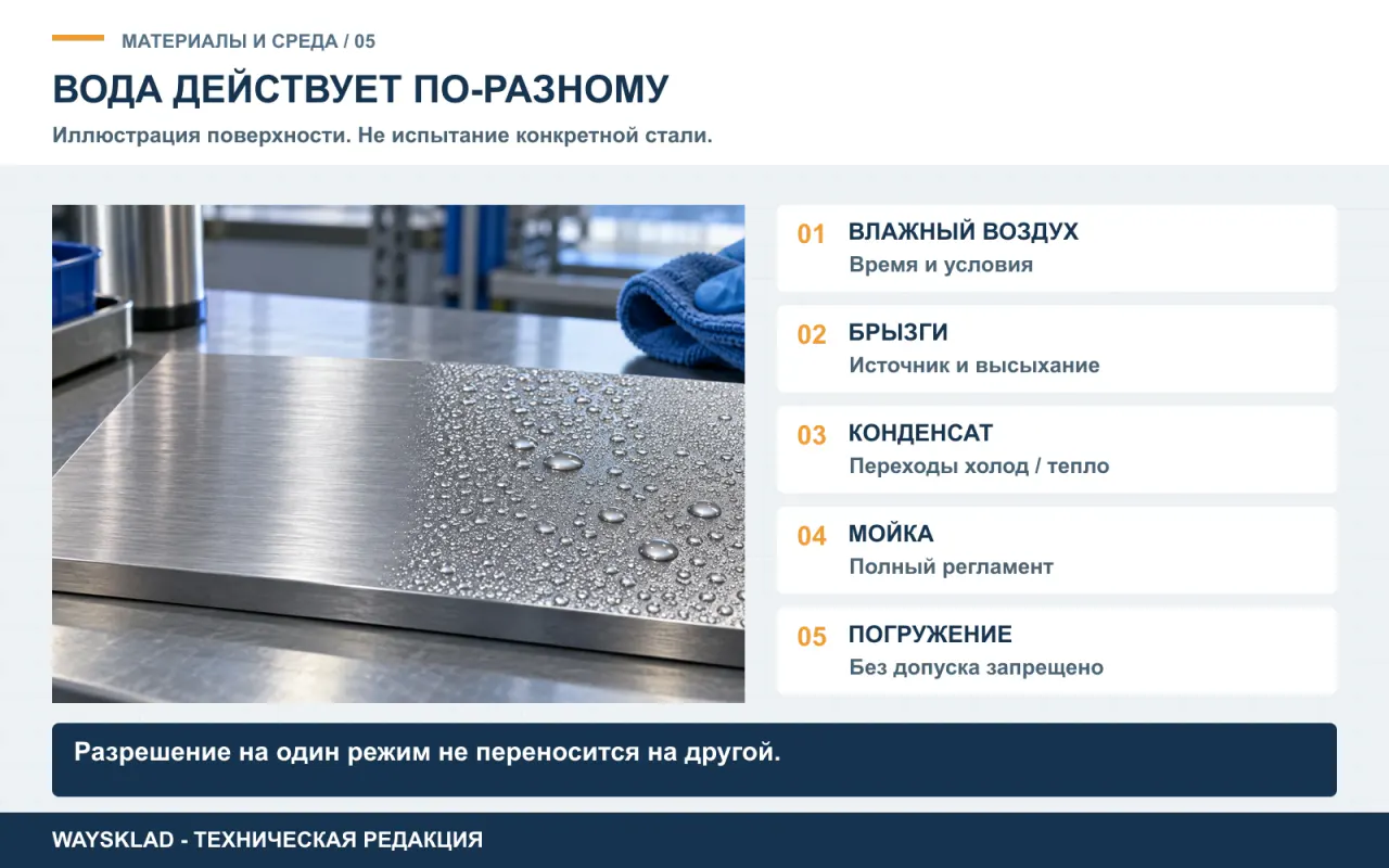 Различие влажного воздуха, брызг, конденсата, санитарной мойки и погружения