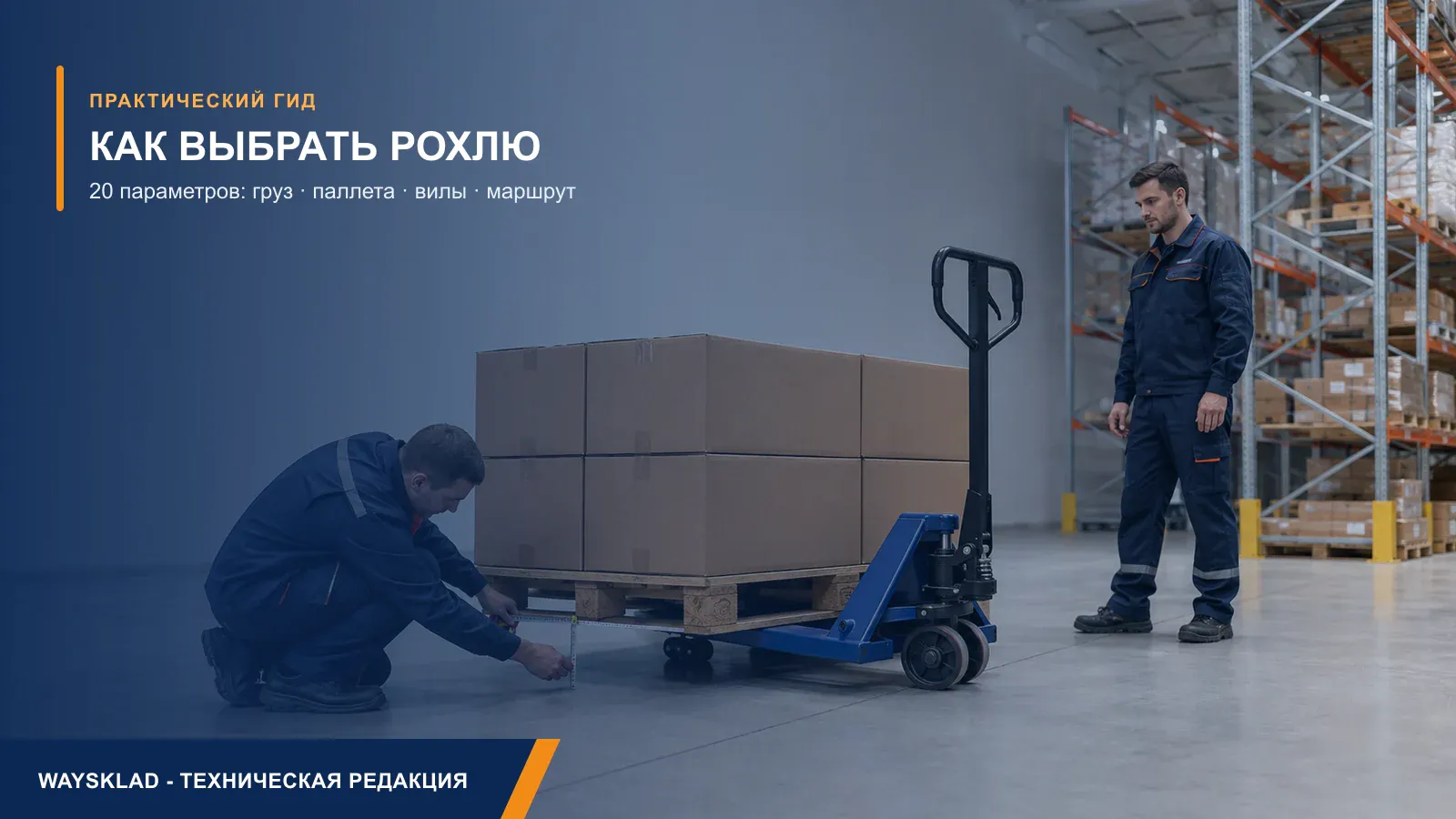 Подбор гидравлической тележки по паллете, вилам, колёсам и маршруту склада