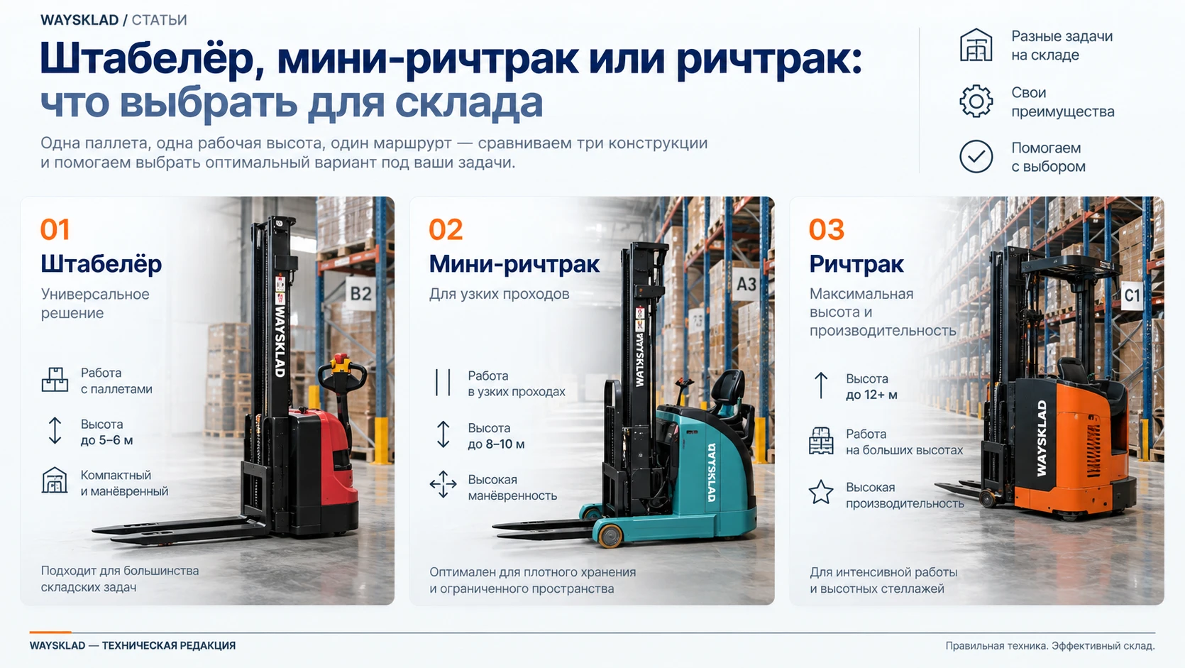 Каталожные изображения OXLIFT AX12, PROLIFT MRV 1535 и OXLIFT MF12-60
