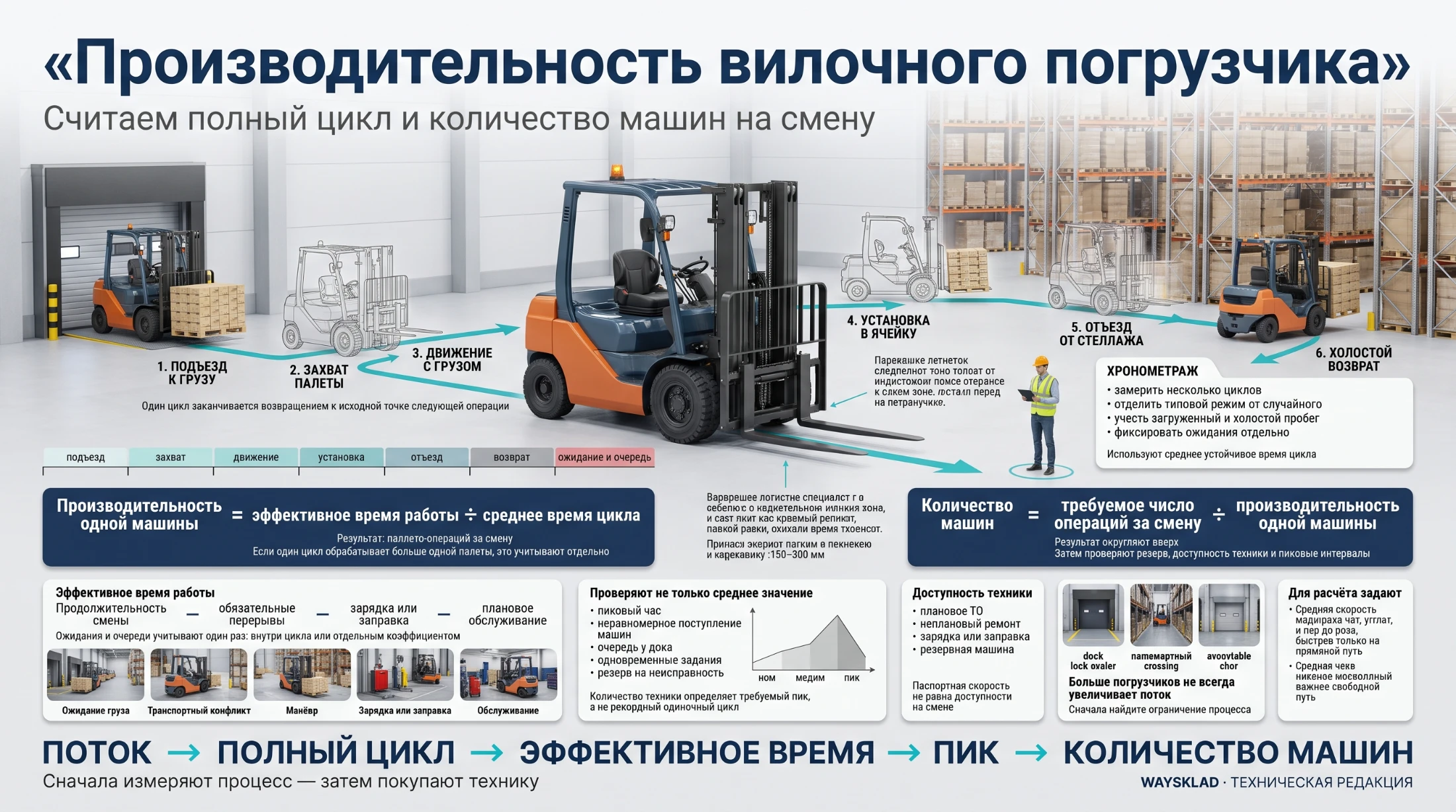Хронометраж рабочего цикла вилочного погрузчика на складе