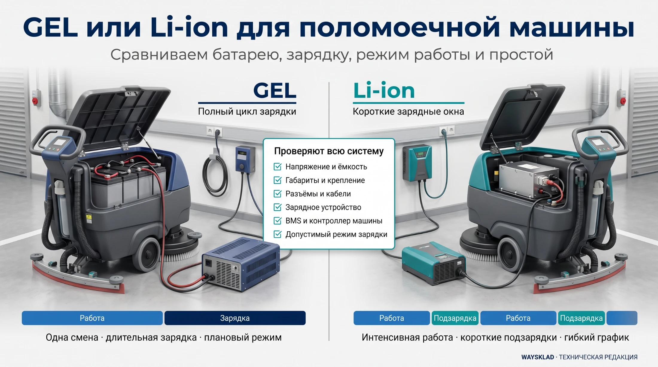 GEL и Li-ion аккумуляторные системы для профессиональной поломоечной машины