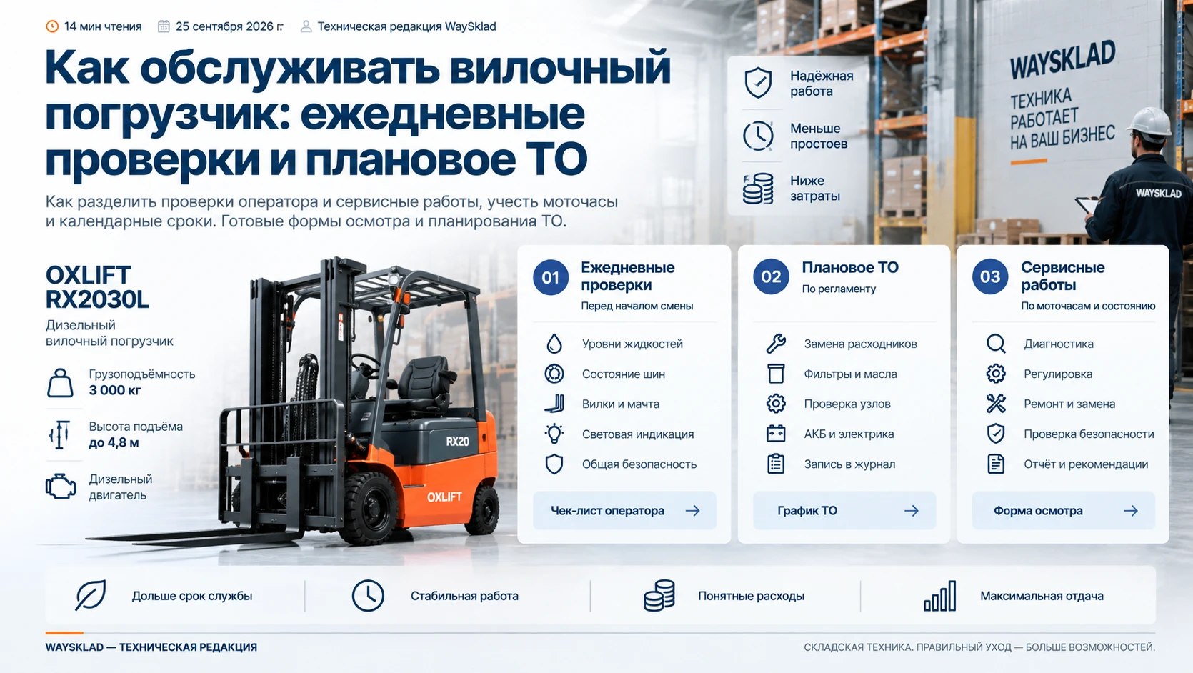 Вилочный противовесный погрузчик OXLIFT RX2030L без груза на нейтральном фоне