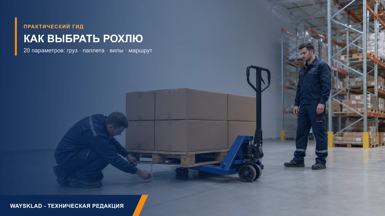 Подбор гидравлической тележки по паллете, вилам, колёсам и маршруту склада