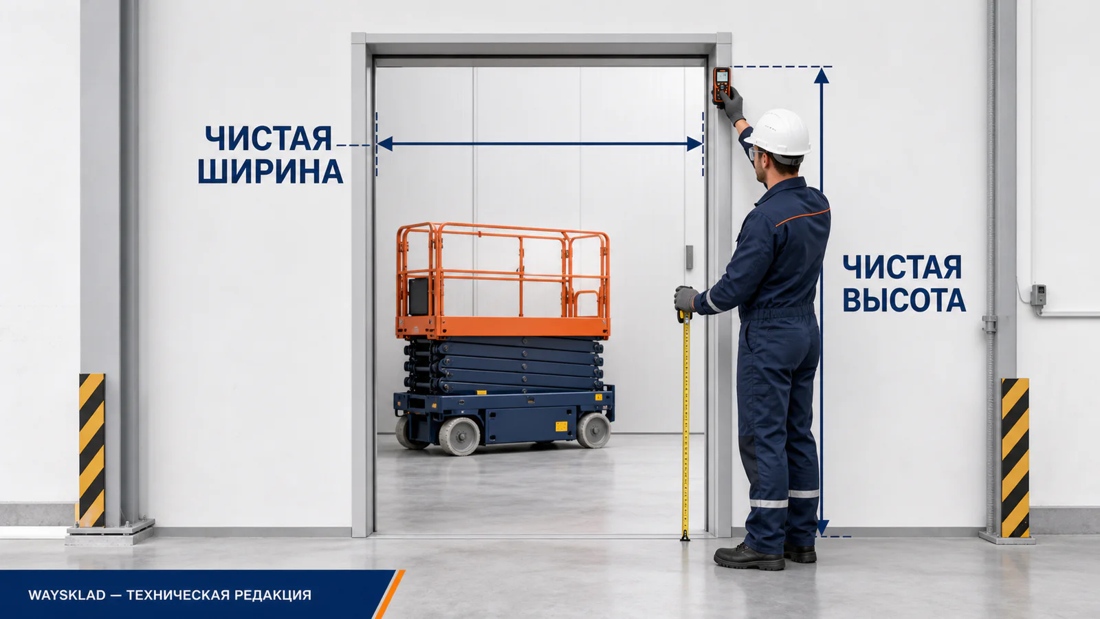 Замер дверного проёма перед покупкой ножничного подъёмника